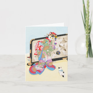 Tarjeta El jugar con los gatos Ukiyoe Notecard Moussart