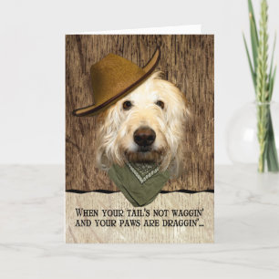 Tarjeta El Labradoodle Gracioso En La Gorra Bandana De Cow