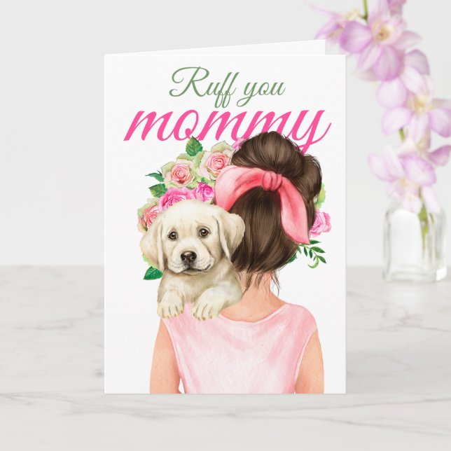 Tarjeta El Labrador Amarillo Cachorro Con La Mujer Ruff Ma (Orquídea)