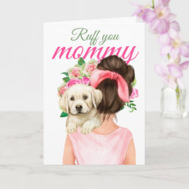 Tarjeta El Labrador Amarillo Cachorro Con La Mujer Ruff Ma