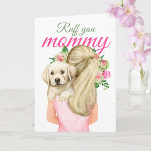 Tarjeta El Labrador Amarillo Cachorro Con La Mujer Ruff Ma
