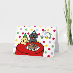 Tarjeta El labrador amarillo y el labrador negro cumpleaño
