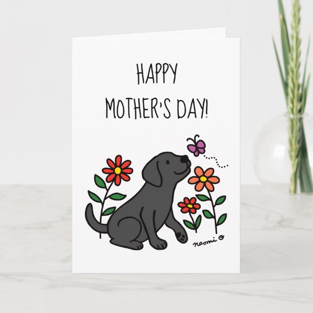 Tarjeta El Labrador Negro y el Día Verde de la Madre (Anverso)