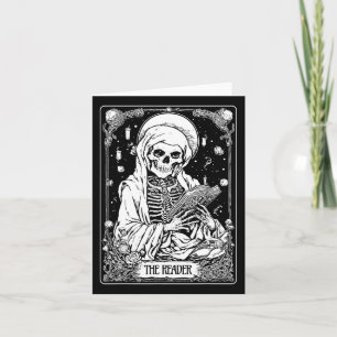 Tarjeta El lector Tarot Card Skeleton Bookish Halloween S