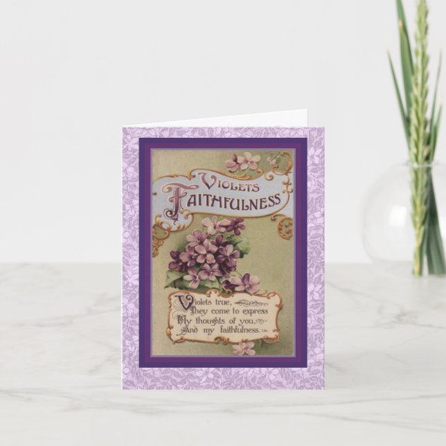 Tarjeta El lenguaje victoriano de las flores viola la fe (Anverso)