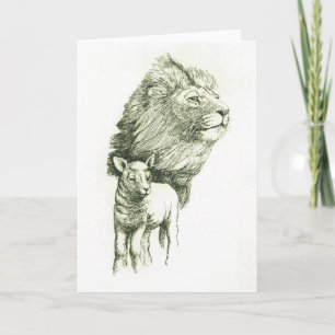 TARJETA EL LEÓN Y EL CORDERO