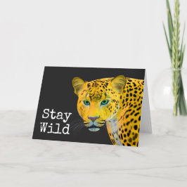 Tarjeta El leopardo inspirador permanece salvaje negro