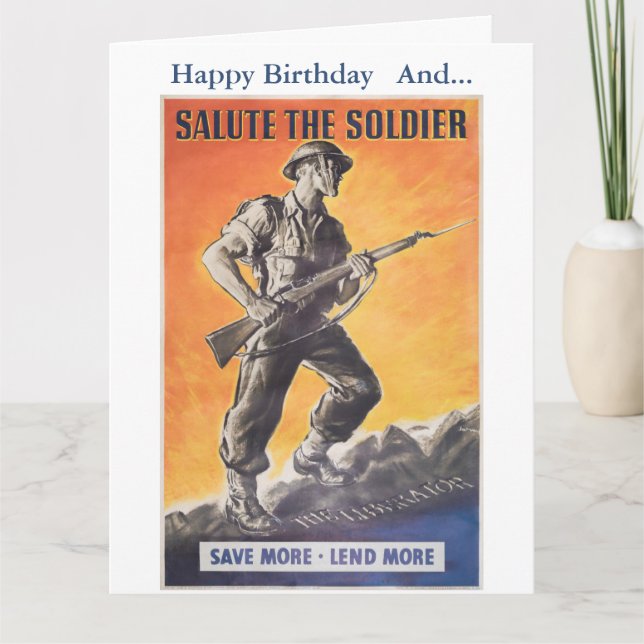 Tarjeta El Libertador. Reimpresión de cartel de guerra bri (Anverso)