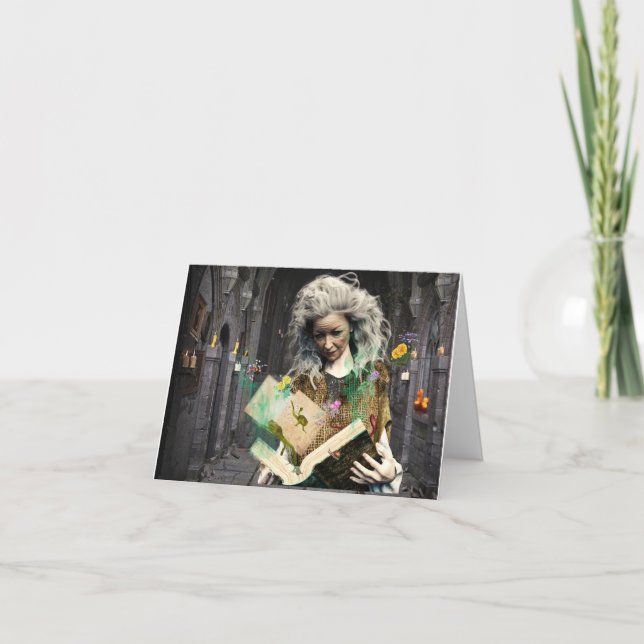 Tarjeta El libro de hechizos Halloween (Anverso)