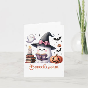 Tarjeta El libro de lectura fantasma Coquette Bow Hallowee