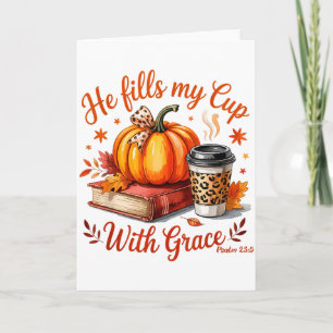 Tarjeta Él Llena Mi Taza Con Gracia Otoño Café Calabaza Ch