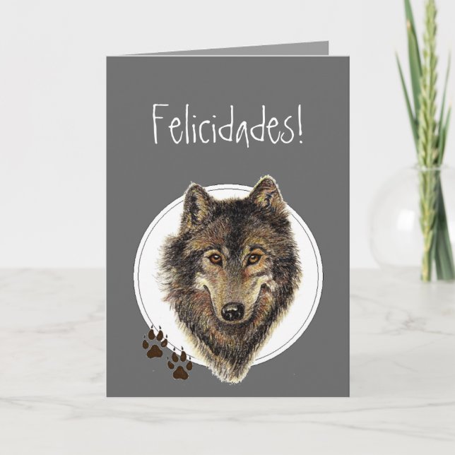 Tarjeta ¡El lobo de la acuarela sigue Felicidades! (Anverso)