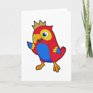 Tarjeta El loro como rey con corona