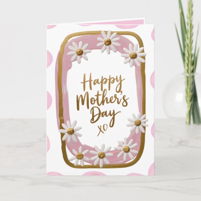Tarjeta El maravilloso Día de la Madre con Oro Rosa y Dais (Anverso)