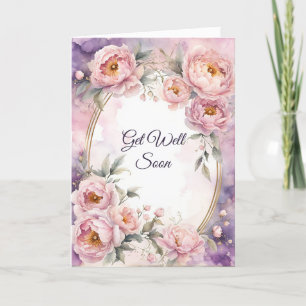 Tarjeta El marco ovalado rosado de Peony se pone bien