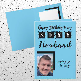 Tarjeta El marido sexy agrega cumpleaños azul foto