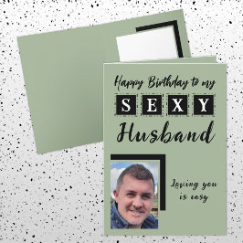 Tarjeta El marido sexy agrega foto de cumpleaños verde