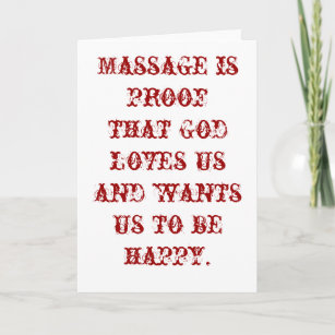 Tarjeta El masaje es prueba de que Dios nos ama en blanco