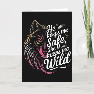 Tarjeta Él me mantiene a salvo Ella me mantiene Amante del