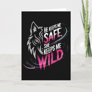 Tarjeta Él me mantiene a salvo Ella me mantiene Lobo Amant