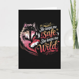 Tarjeta Él Me Mantiene Seguro Ella Me Mantiene Lobo Amante