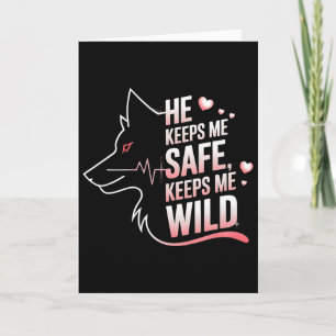 Tarjeta Él Me Mantiene Seguro Ella Me Mantiene Lobo Arte A