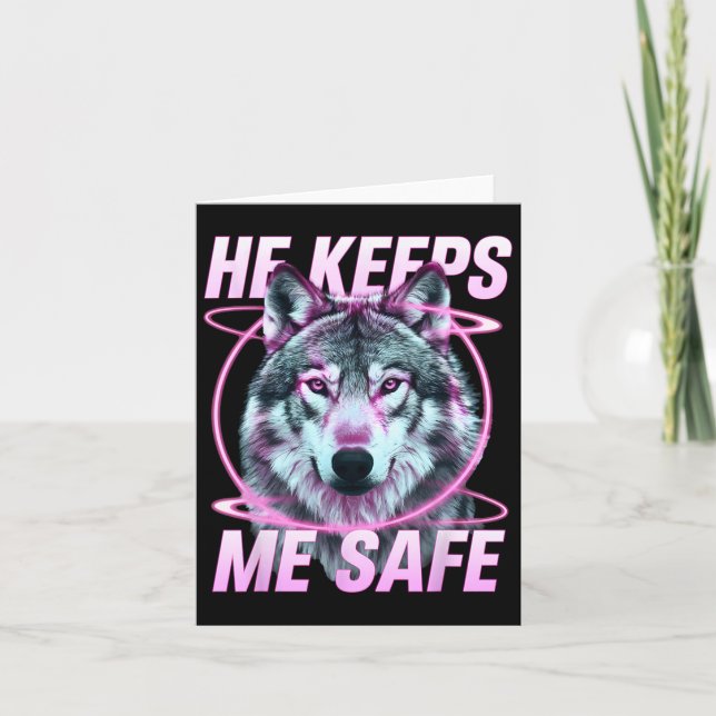 Tarjeta Él Me Mantiene Seguro Lobos Día de San Valentín Pa (Anverso)