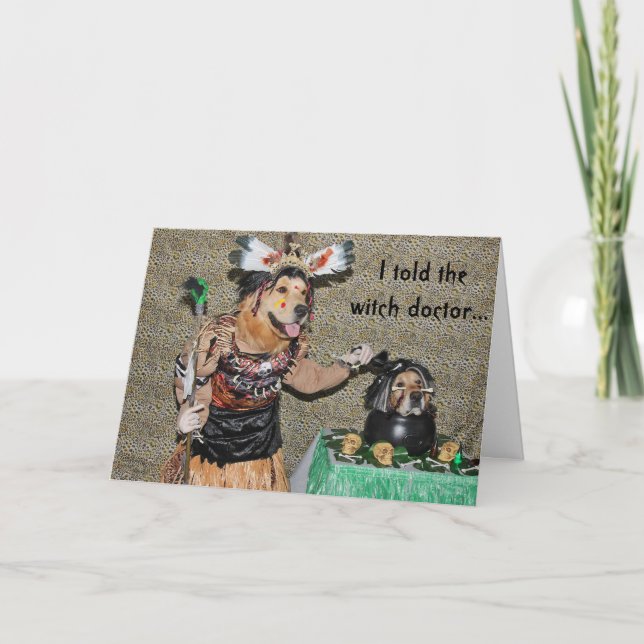 Tarjeta El médico de bruja de oro cocina la cabeza (Anverso)