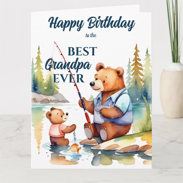 Tarjeta El mejor abuelo siempre da regalos lindo oso de pe (Anverso)
