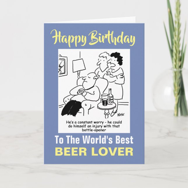 Tarjeta El mejor amante de las cervezas del mundo - Feliz  (Anverso)