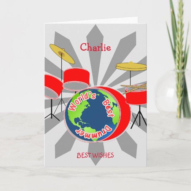 Tarjeta El mejor batería de los mundos personalizado (Anverso)