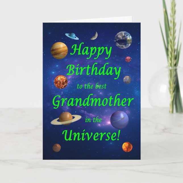 Tarjeta El mejor cumpleaños de la abuela en el universo (Anverso)