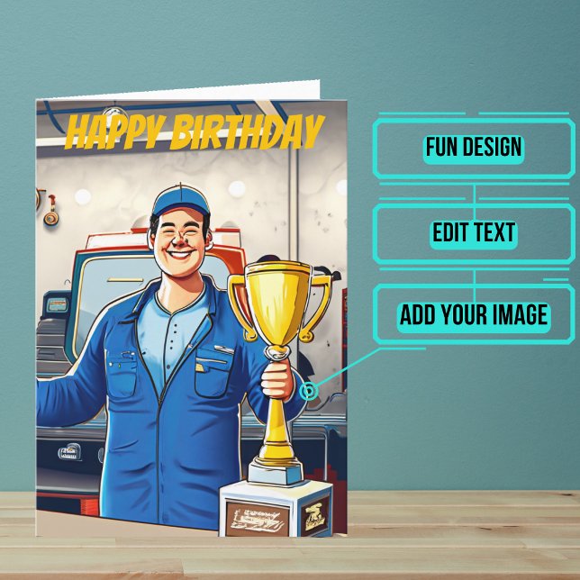 Tarjeta El mejor cumpleaños mecánico del mundo (This fun card is specifically for the mechanic friend in your life.)
