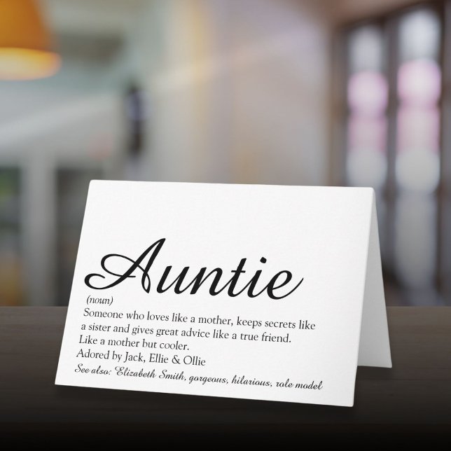 Tarjeta El mejor guión de definición del mundo (World's Best Ever Aunt Auntie Definition Script Card)
