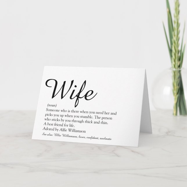 Tarjeta El mejor guión de Moda de definición de esposa del (Anverso)