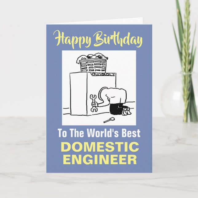 Tarjeta El mejor ingeniero doméstico del mundo feliz cumpl (Anverso)