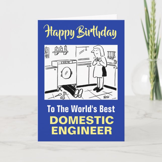 Tarjeta El mejor ingeniero doméstico del mundo feliz cumpl (Anverso)