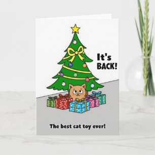 Tarjeta El mejor juguete para gatos del árbol de Navidad