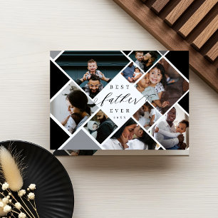 Tarjeta El mejor padre jamás Collage de fotos moderno pers