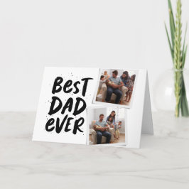 Tarjeta El mejor padre siempre moda dos foto negro Día del