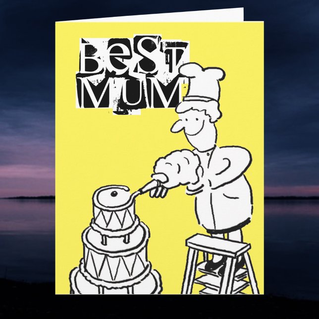 Tarjeta El mejor panadero de Mamá decorando el pastel giga (Subido por el creador)