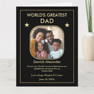 Tarjeta El mejor papá del mundo Día del Padre Foto Grande 