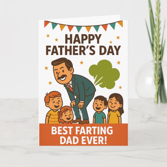 Tarjeta El mejor papá del mundo que se tira pedos Feliz dí (Anverso)