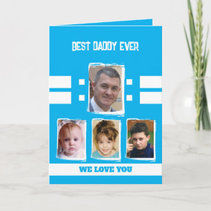 Tarjeta El mejor papi 4 fotos te ama azul cielo blanco