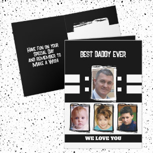 Tarjeta El mejor papi 4 fotos te ama blanco negro