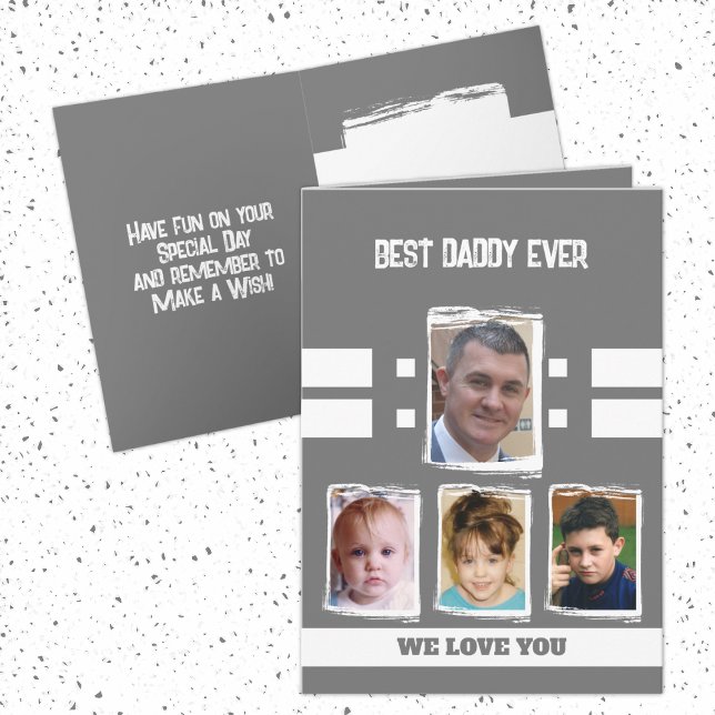 Tarjeta El mejor papi 4 fotos te ama el blanco gris (Subido por el creador)