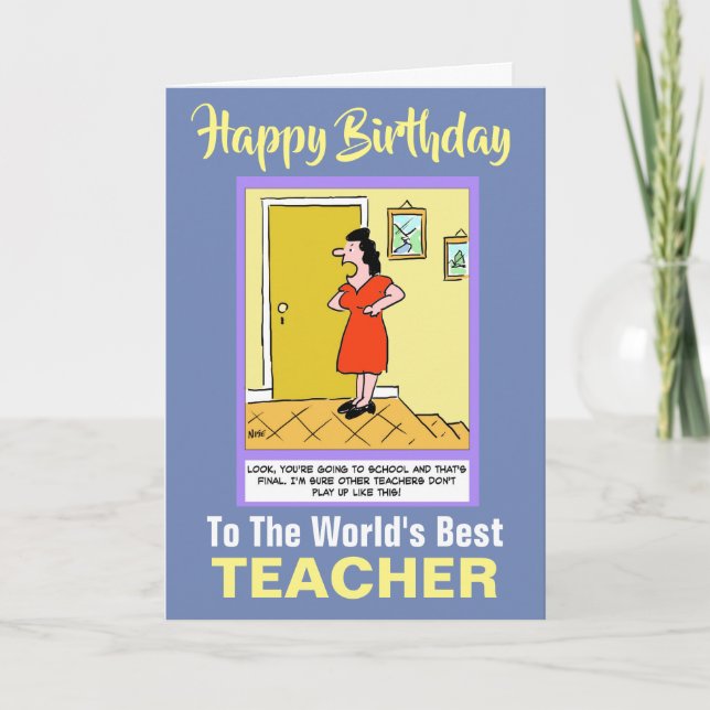 Tarjeta El mejor profesor del mundo - Feliz cumpleaños (Anverso)