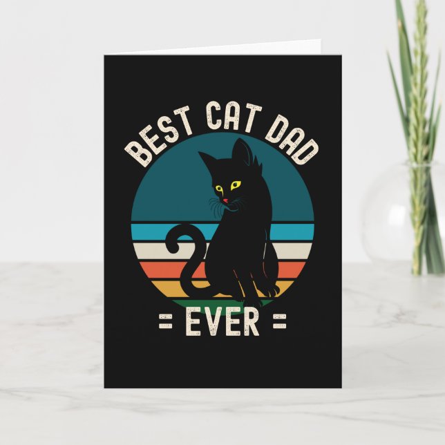 Tarjeta El mejor regalo de gato negro para papá divertido (Anverso)