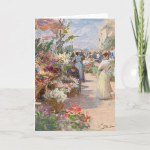Tarjeta El mercado de las flores   Victor Gabriel Gilbert