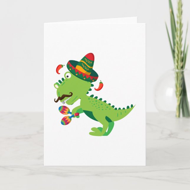 Tarjeta El mexicano Cinco De Mayo de T-Rex del dinosaurio (Anverso)